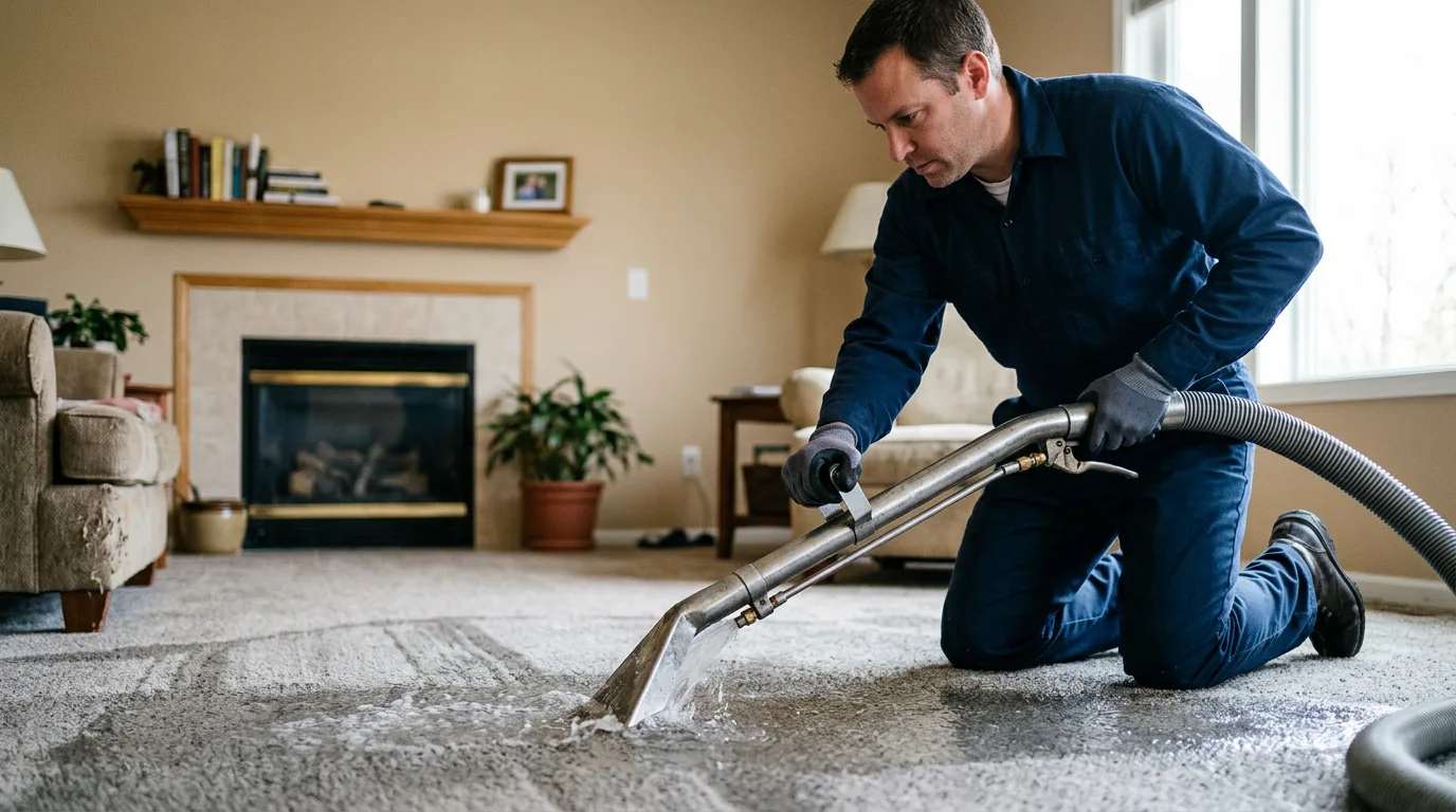 Water damage restoration technician working near Saunemin, IL